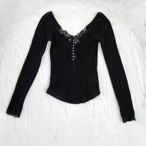 Free People | Lace Ribbed Top